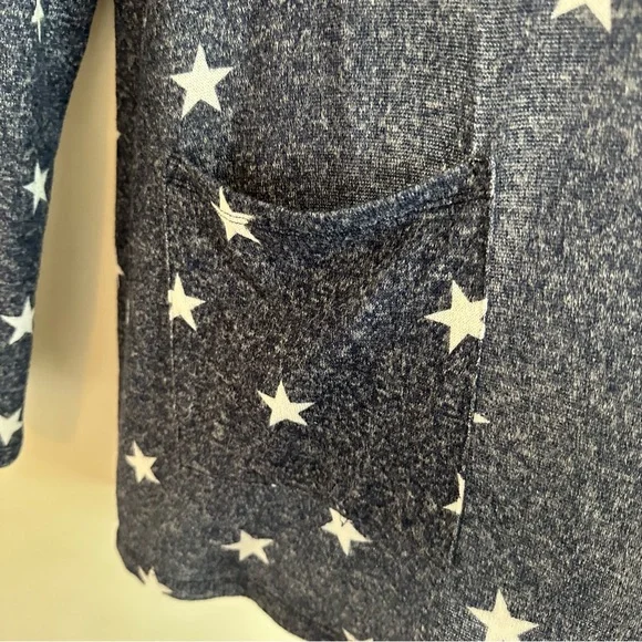 Lucky Brand Star Print Cardigan with Hood, Blue and White, Women’s Size L - Picture 7 of 11